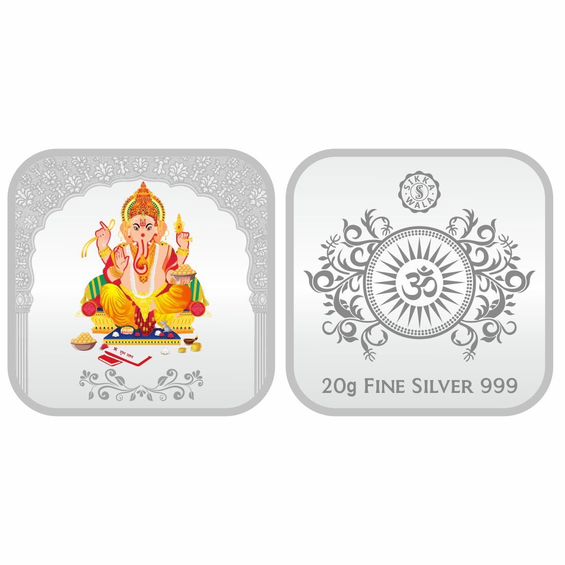 Sikkawala BIS Hallmarked Ganesh Color 999 Silver Coin 20 gm - SKSCGACC-20