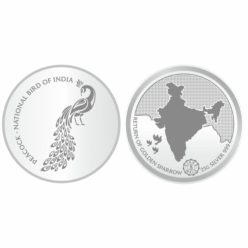 Sikkawala BIS Hallmarked Peacock   999 Silver Coin 25 gm - SKPRCP-25