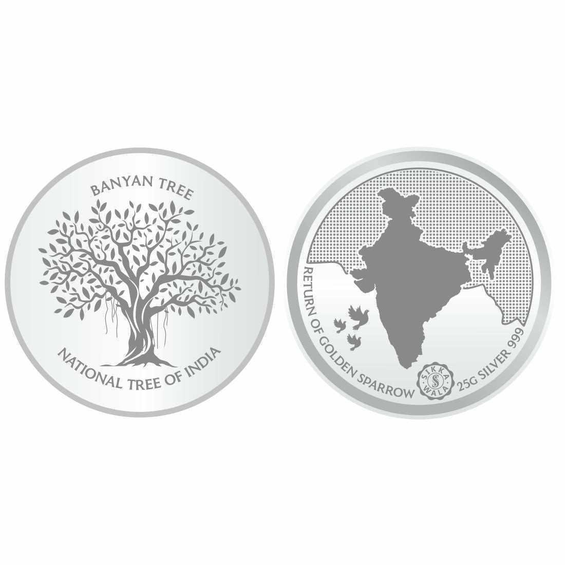 Sikkawala BIS Hallmarked Banyan Tree 999 Silver Coin 25 gm - SKBRCP-25