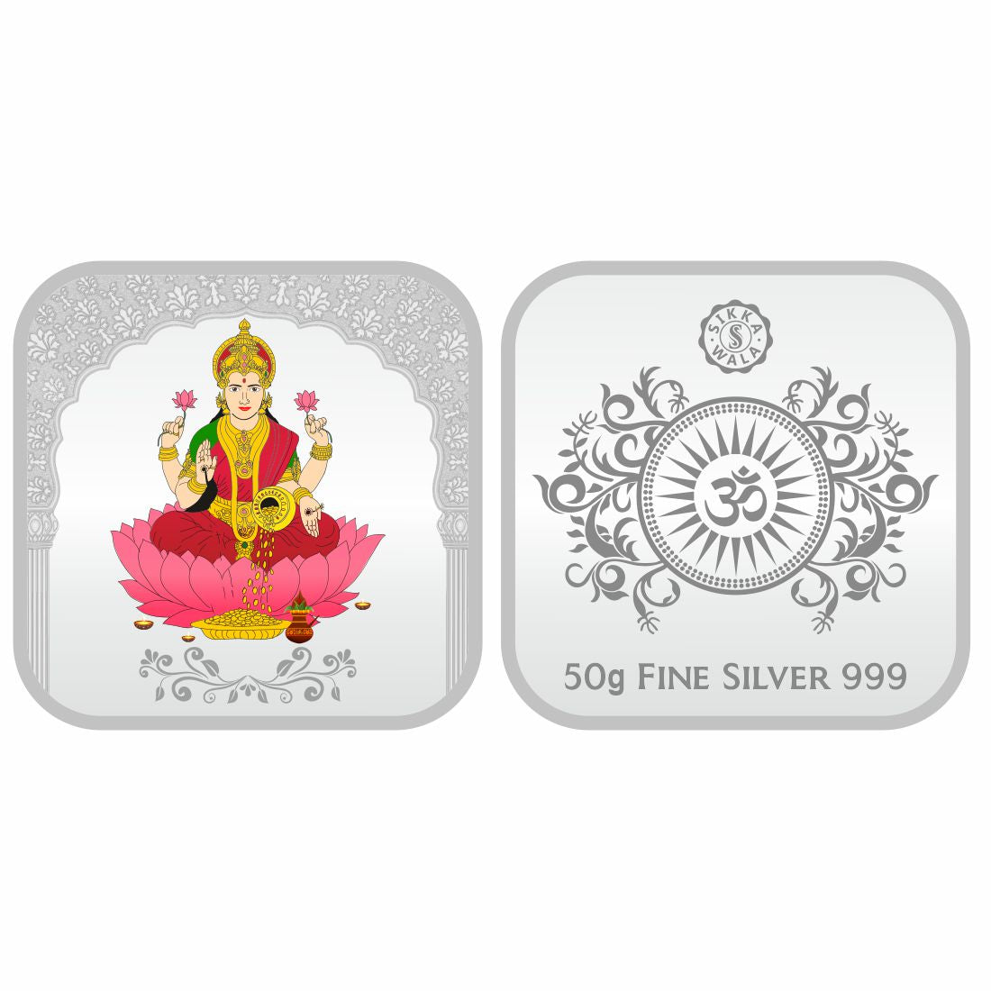 Sikkawala BIS Hallmarked Laxmi ji Color 999 Silver Coin 50 gm - SKSCLXCC-50