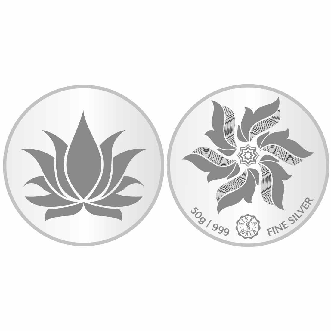 Sikkawala BIS Hallmarked Lotus 999 Silver Coin 50 gm - SKRLPCP-50