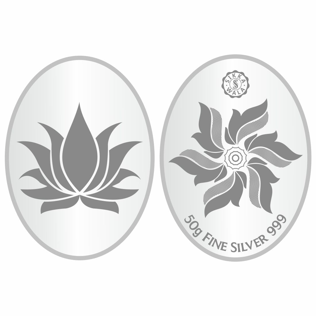 Sikkawala BIS Hallmarked Lotus 999 Silver Coin 50 gm - SKOLPCC-50