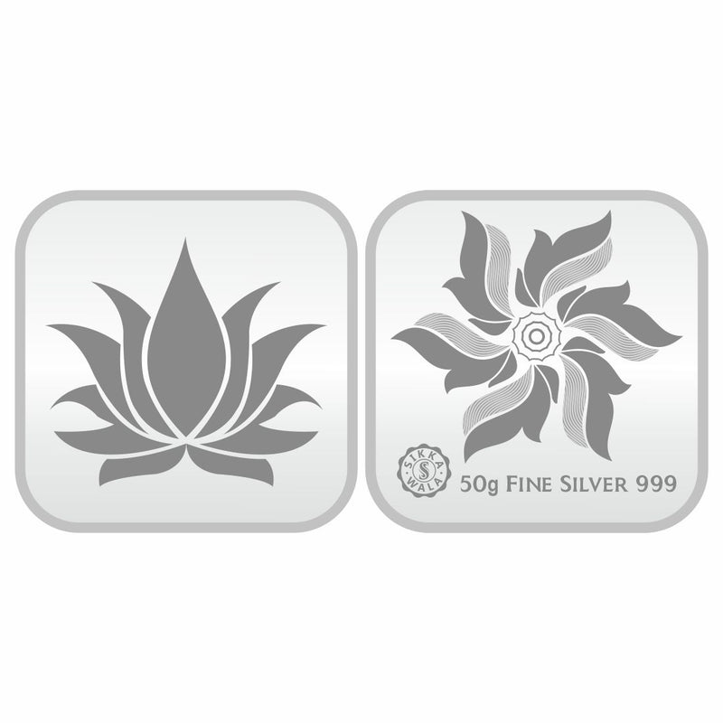 Sikkawala BIS Hallmarked Lotus 999 Silver Coin 50 gm - SKSLPCC-50