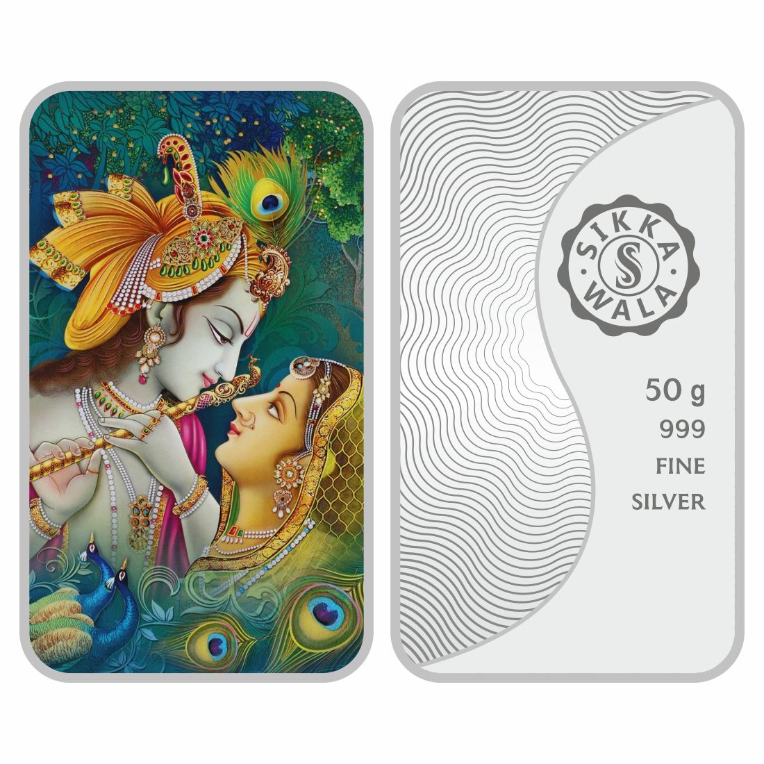 Sikkawala BIS Hallmarked Radha krishna 999 Silver Coin 50 gm - SKBCRK-50