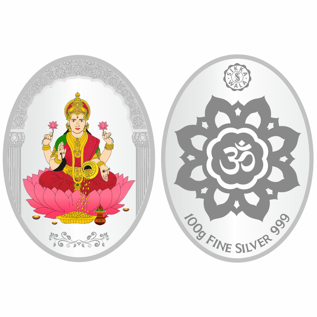 Sikkawala BIS Hallmarked Laxmi ji Color 999 Silver Coin 100 gm - SKOCLXCC-100