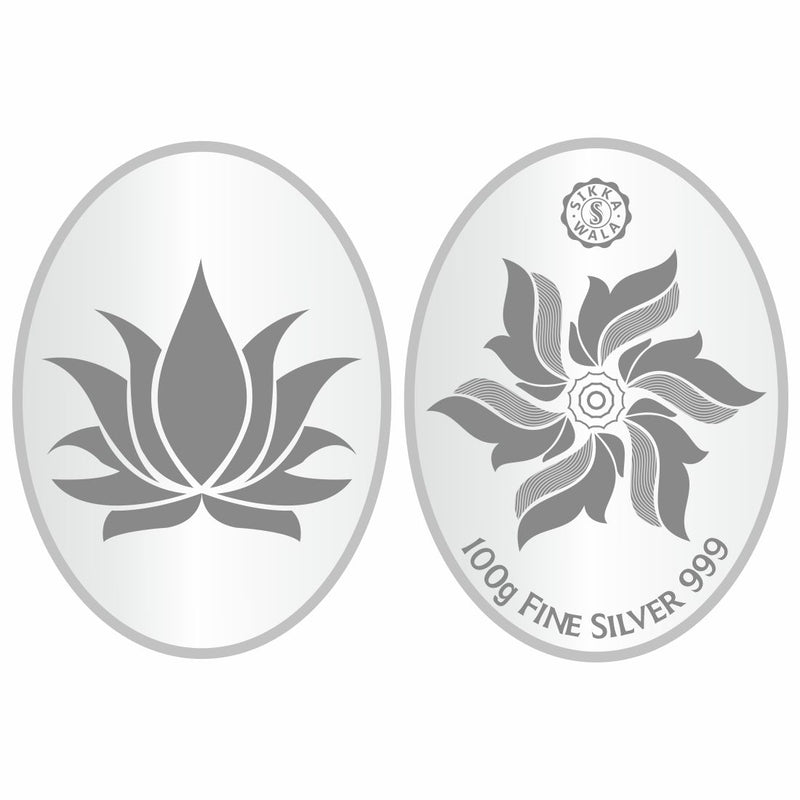 Sikkawala BIS Hallmarked Lotus 999 Silver Coin 100 gm - SKOLPCC-100
