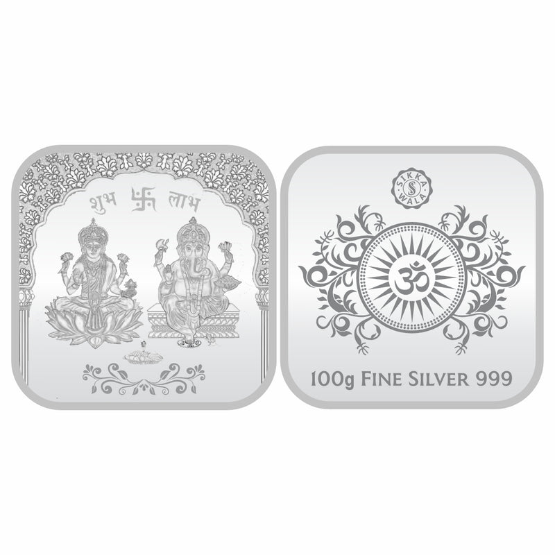 Sikkawala BIS Hallmarked Laxmi Ganesh 999 Silver Coin 100 gm- SKSLG-100