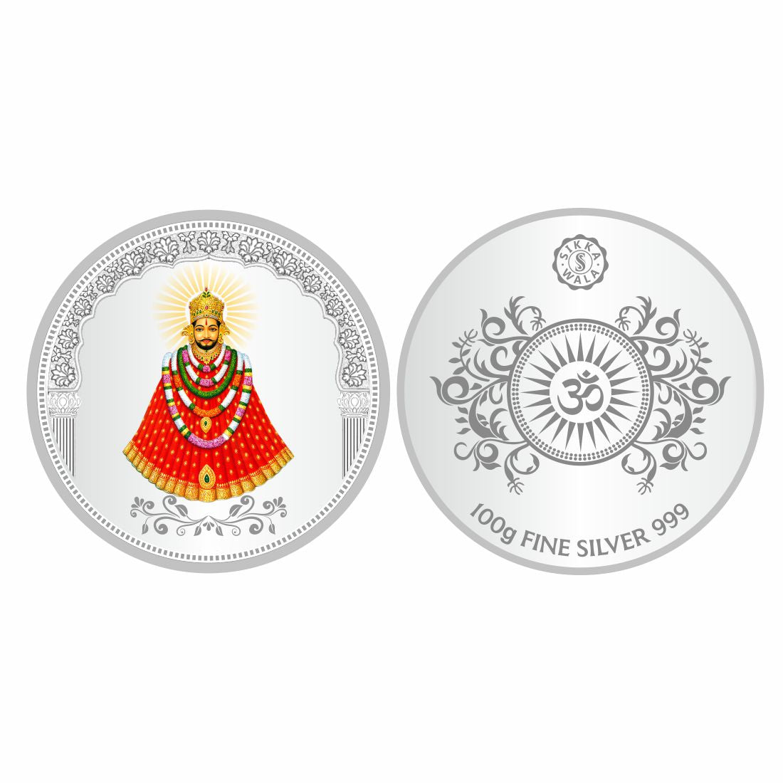 Sikkawala BIS Hallmarked Khatu Shyam Color 999 Silver Coin 100 gm - SKRCSYCP-100