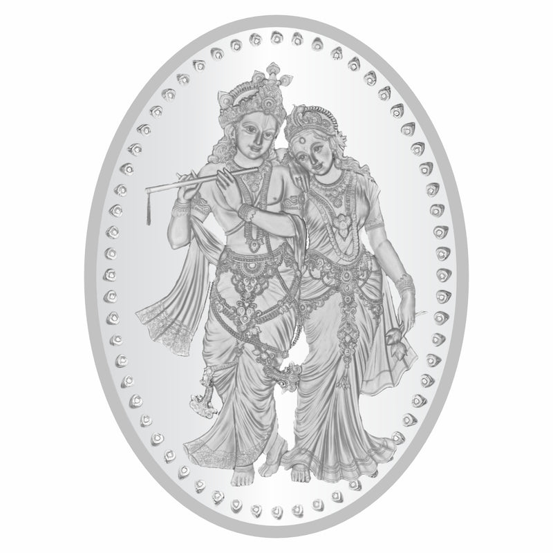 Sikkawala BIS Hallmarked Radha Krishna 999 Silver Coin 10 gm- SKORK-10