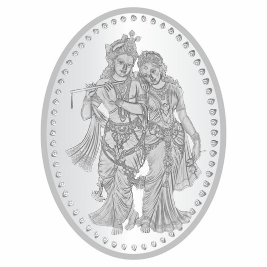 Sikkawala BIS Hallmarked Radha Krishna 999 Silver Coin 50 gm- SKORK-50