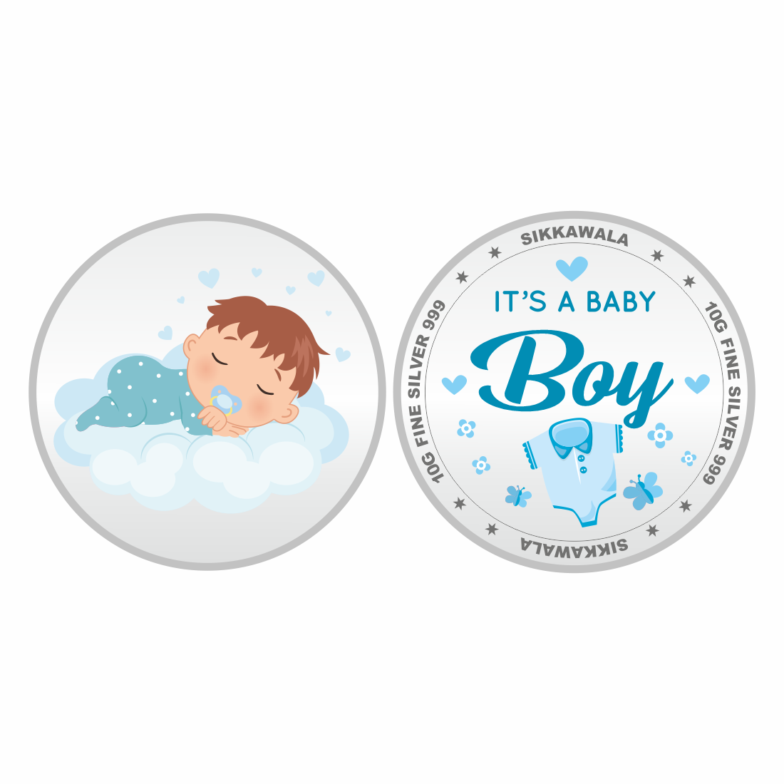 Sikkawala BIS Hallmarked  Baby Boy  999 Silver Coin 10 gm - SKNBBCP-10