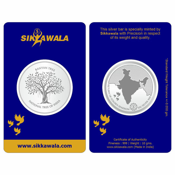 Sikkawala BIS Hallmarked Banyan Tree 999 Silver Coin 10 gm - SKBRCC-10