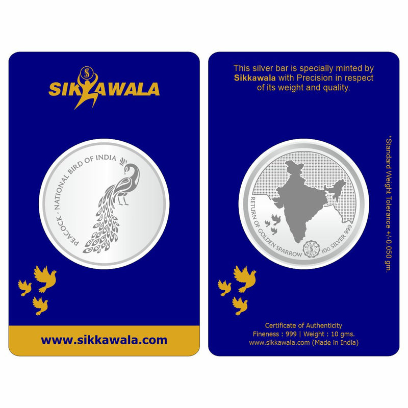 Sikkawala BIS Hallmarked Peacock   999 Silver Coin 10 gm - SKPRCC-10