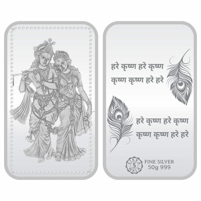 Sikkawala BIS Hallmarked Radha Krishna 999 Silver Coin 50 gm- SKNBRK-50