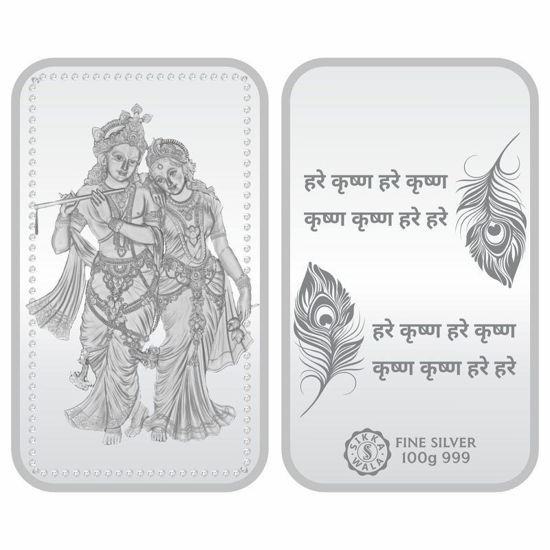 Sikkawala BIS Hallmarked Radha Krishna 999 Silver Coin 100 gm- SKNBRK-100