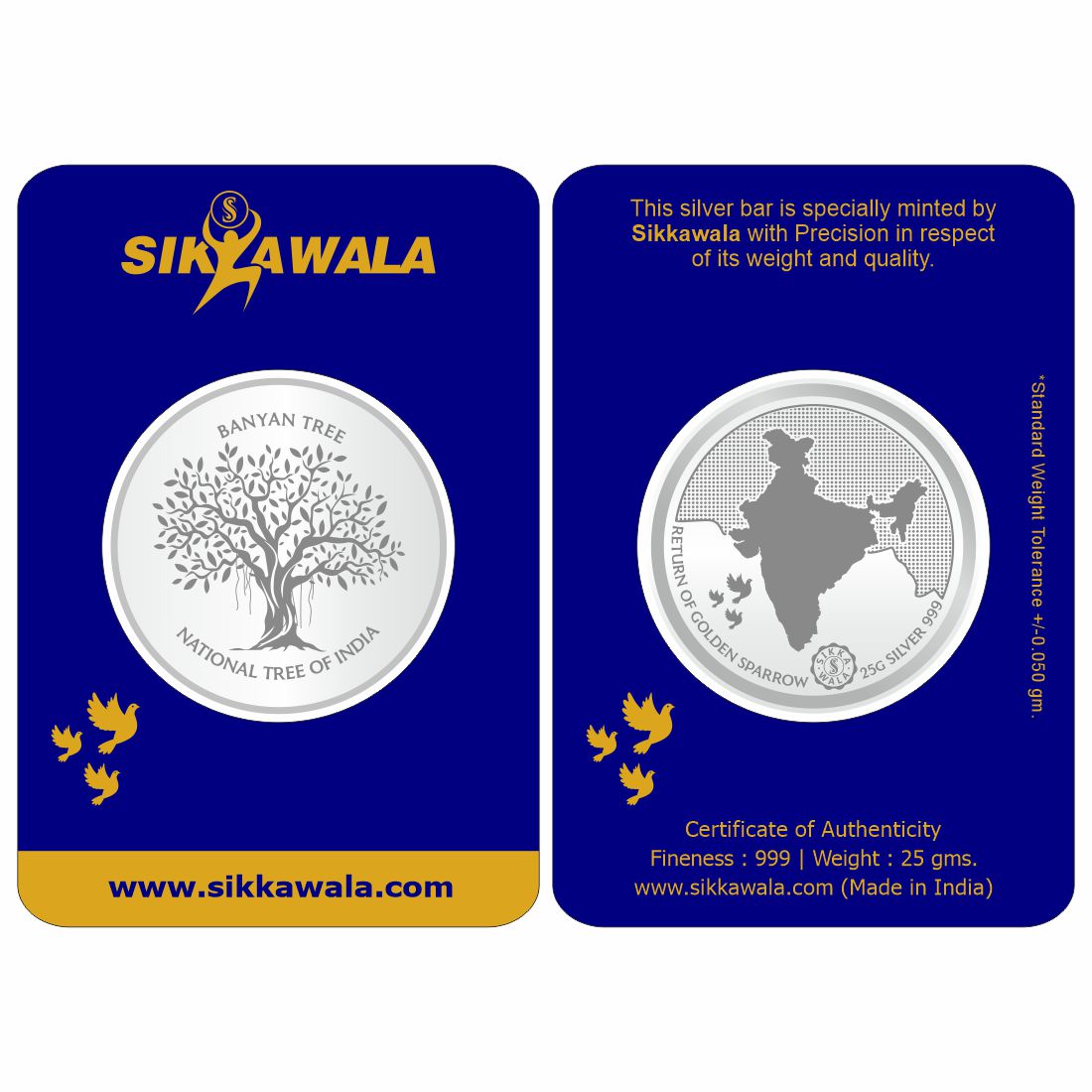 Sikkawala BIS Hallmarked Banyan Tree 999 Silver Coin 25 gm - SKBRCC-25