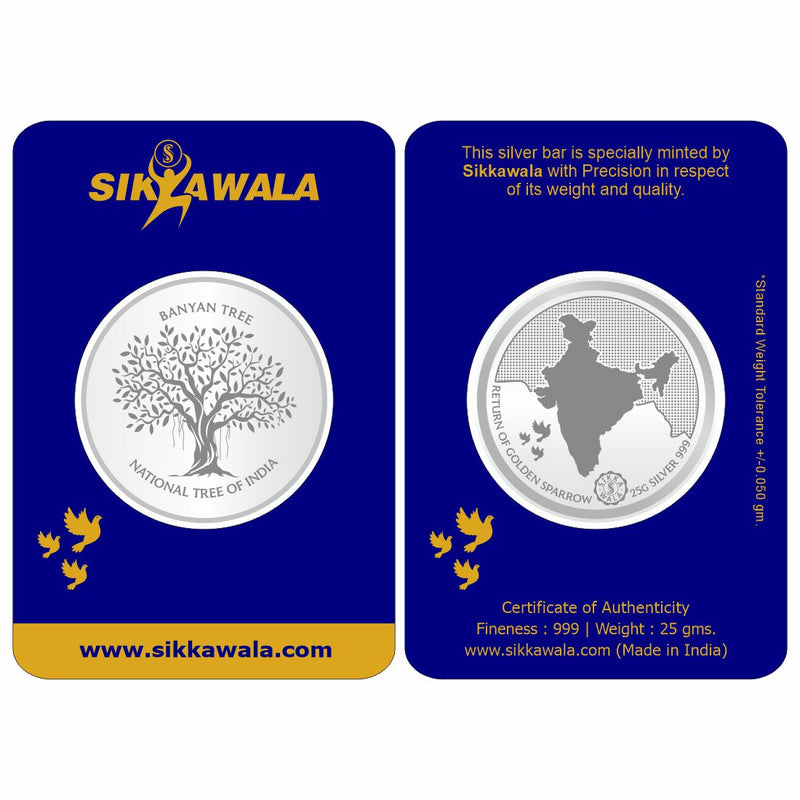 Sikkawala BIS Hallmarked Banyan Tree 999 Silver Coin 25 gm - SKBRCC-25