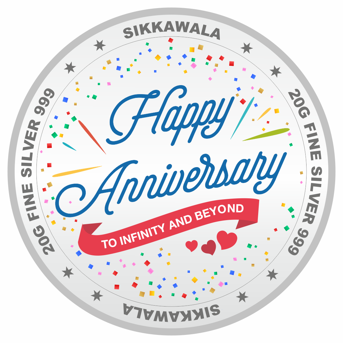 Sikkawala BIS Hallmarked  Anniversary 999 Silver Coin 20 gm - SKAVCP-20