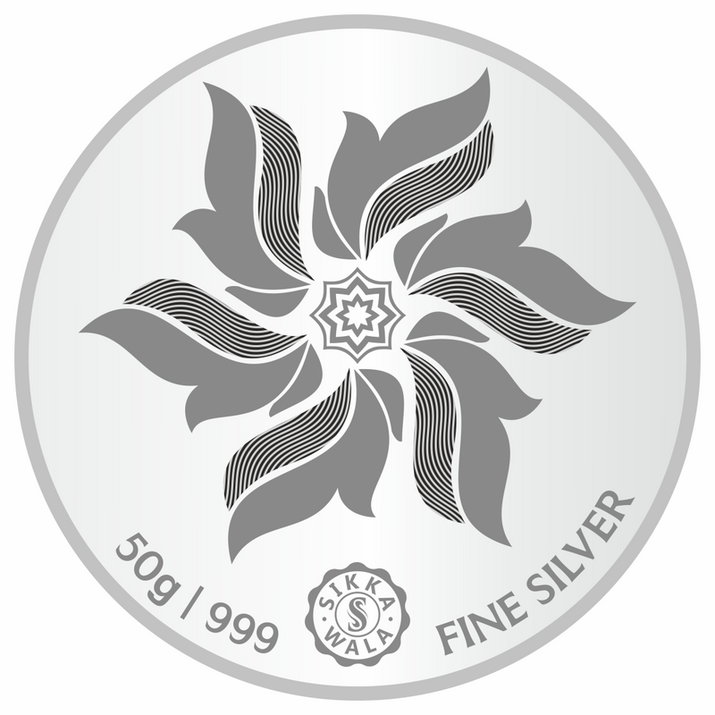 Sikkawala BIS Hallmarked Lotus 999 Silver Coin 50 gm - SKRLPCP-50