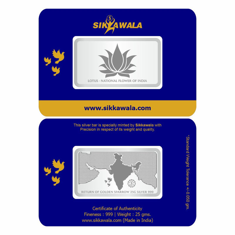 Sikkawala BIS Hallmarked 999 Silver Lotus  25 Gm  Coin-Sk25Lbcc