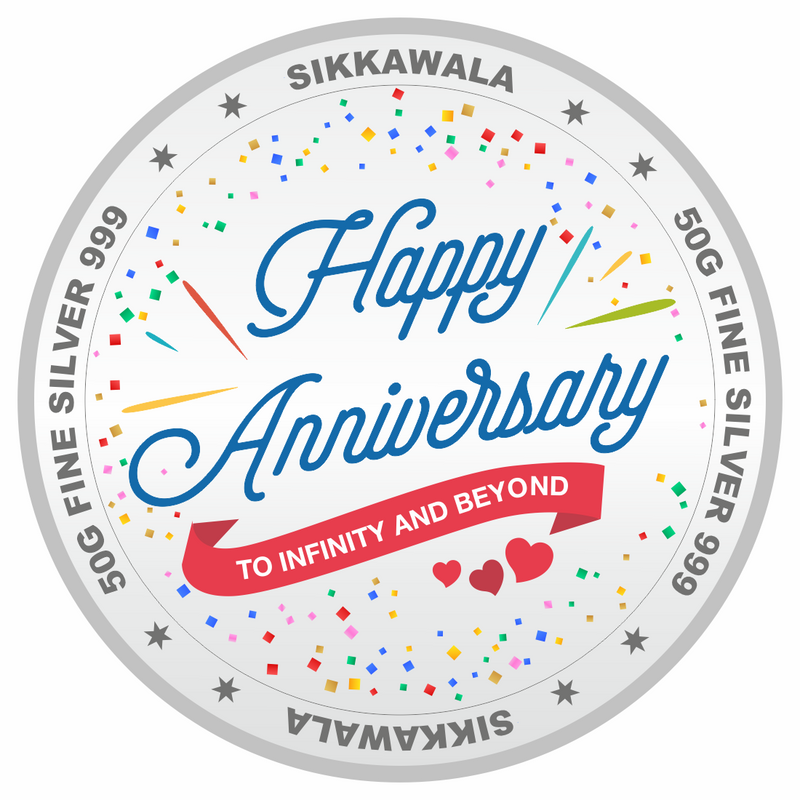 Sikkawala BIS Hallmarked  Anniversary 999 Silver Coin 50 gm - SKAVCP-50