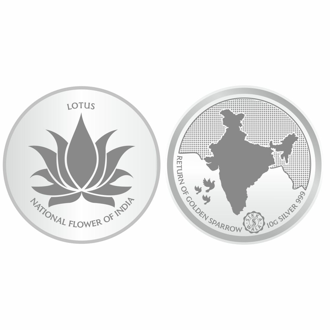 Sikkawala BIS Hallmarked Lotus 999 Silver Coin 10 gm - SKLRCP-10