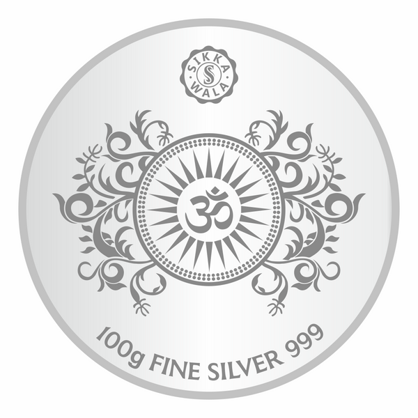 Sikkawala BIS Hallmarked Ganesh Color 999 Silver Coin 100 gm - SKRCGACP-100