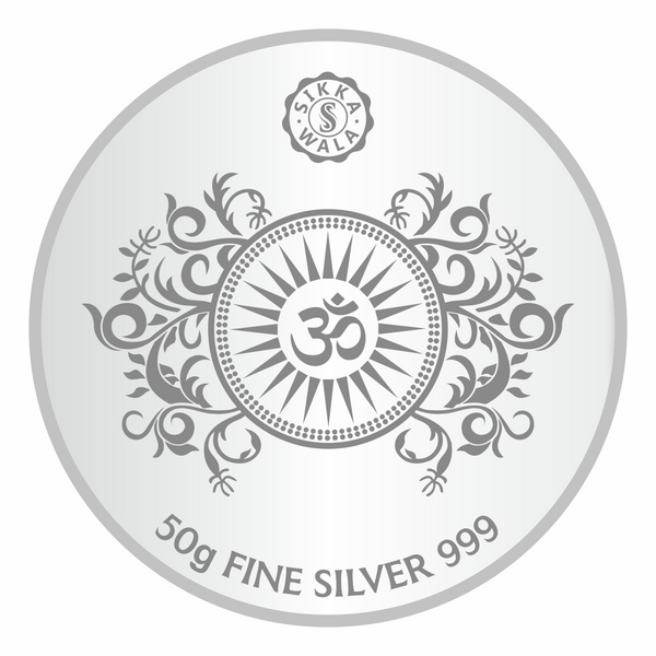 Sikkawala BIS Hallmarked Laxmi Ganesh Color 999 Silver Coin 50 gm - SKRCLGCP-50