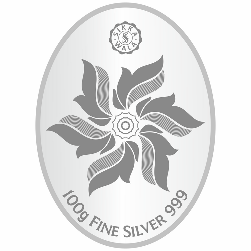 Sikkawala BIS Hallmarked Lotus 999 Silver Coin 100 gm - SKOLPCC-100