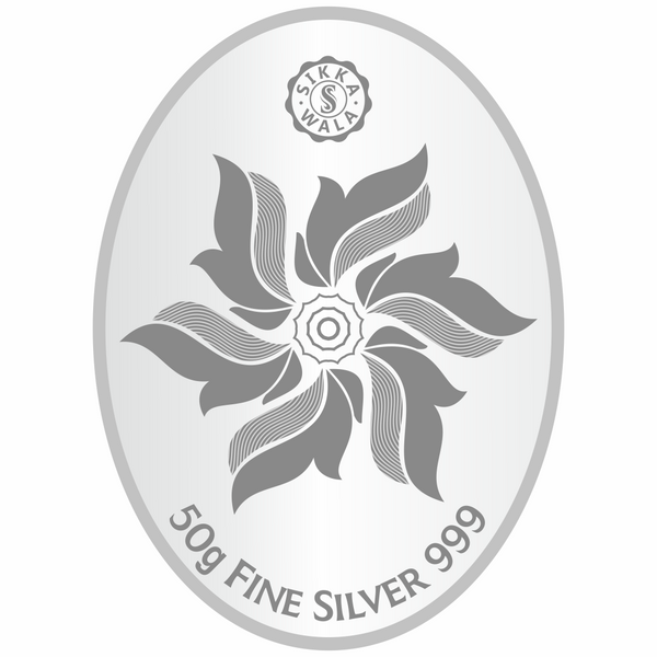 Sikkawala BIS Hallmarked Lotus 999 Silver Coin 50 gm - SKOLPCC-50