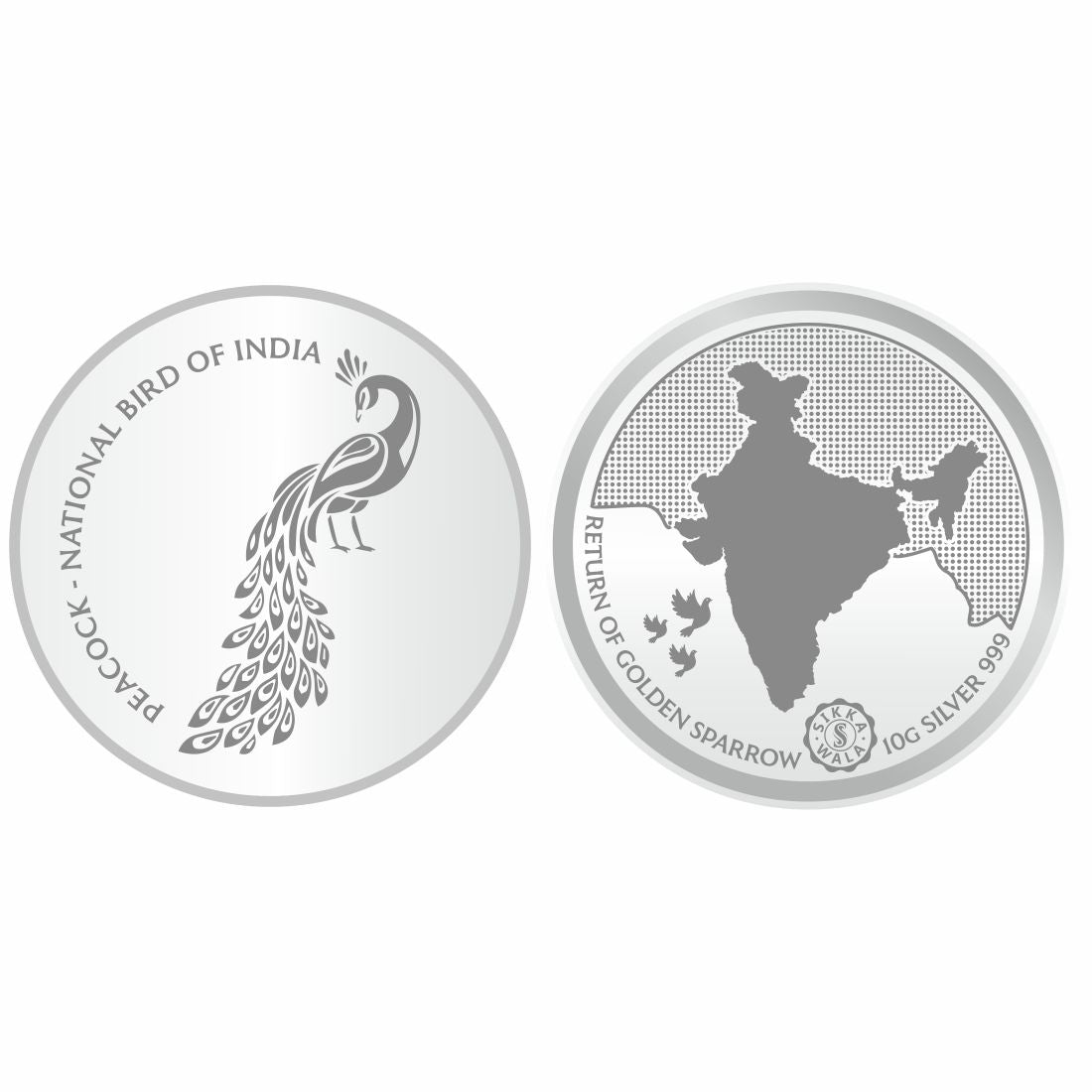 Sikkawala BIS Hallmarked Peacock   999 Silver Coin 10 gm - SKPRCP-10