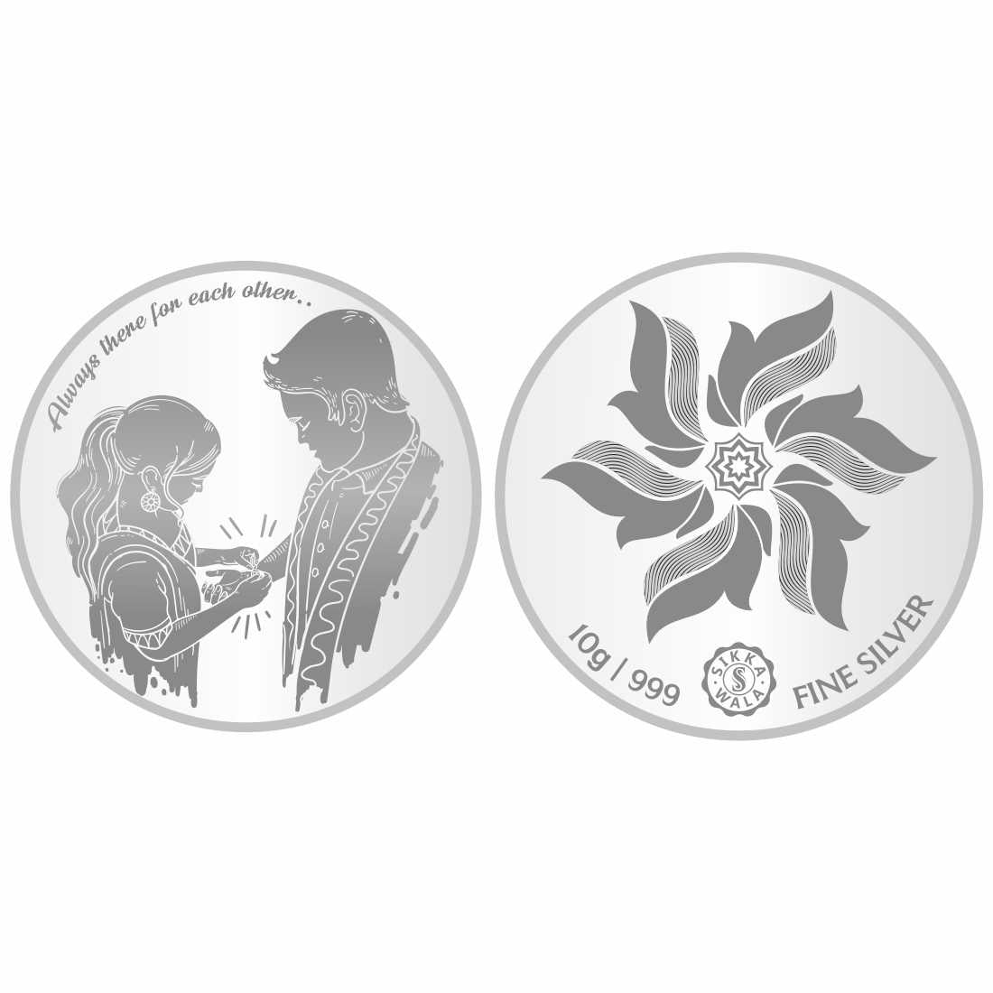 Sikkawala BIS Hallmarked Great Indian Festival Raksha Bandhan 999 Silver Coin 10 gm-SK10RRCP