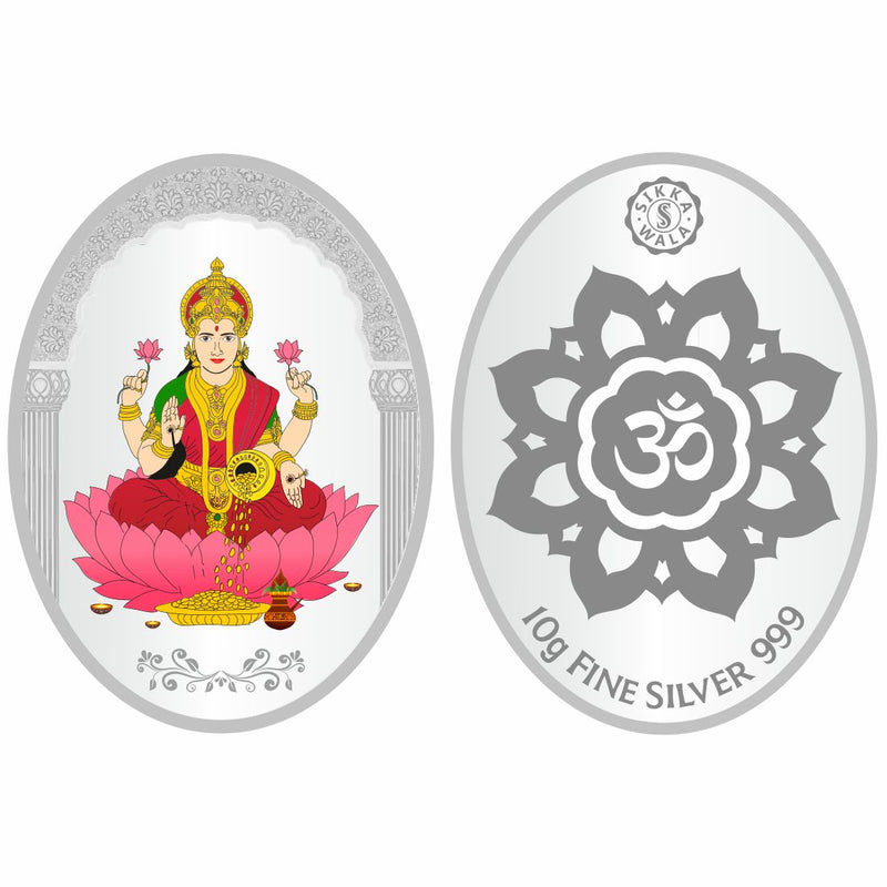 Sikkawala BIS Hallmarked Laxmi ji Color 999 Silver Coin 10 gm - SKOSLXCC-10