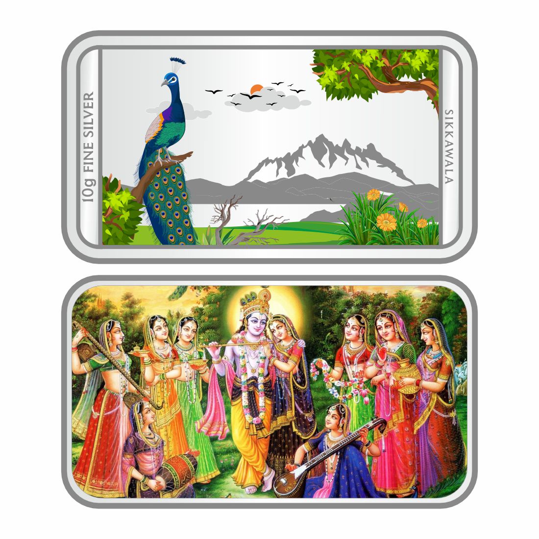 Sikkawala BIS Hallmarked Radha Krishna Color 999 Silver Coin 10 gm - SKNBRKC-10