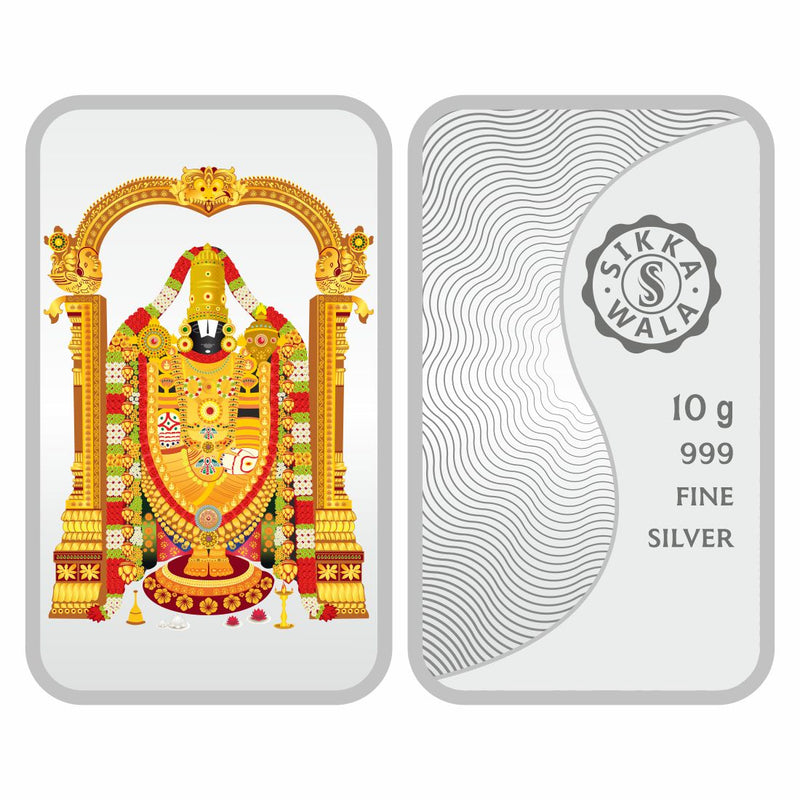 Sikkawala BIS Hallmarked Tirupati balaji Color 999 Silver Coin 10 gm - SK10BCTB-10