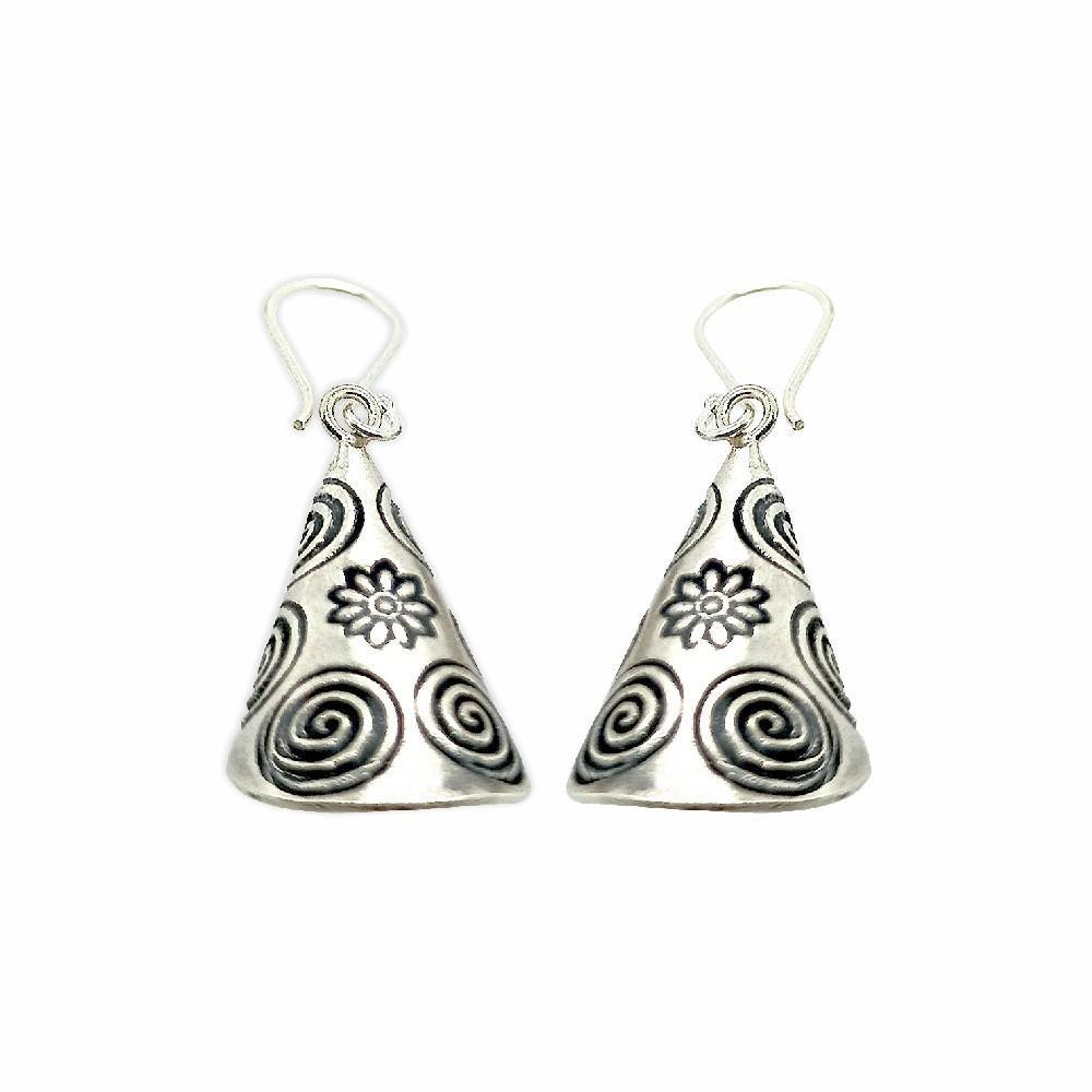 Sikkawala 925 Sterling Silver Oxidised Silver Bell Dangler Tunnels For Women 3000102-1