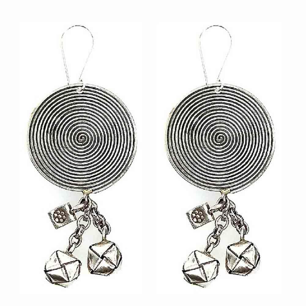 Sikkawala 925 Sterling Silver Oxidised Silver Abstract Dangle Earring For Women 3000105-1