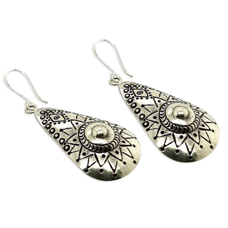 Sikkawala 925 Sterling Silver Oxidised Silver Teardrop Dangle Earring For Women 3000106-1