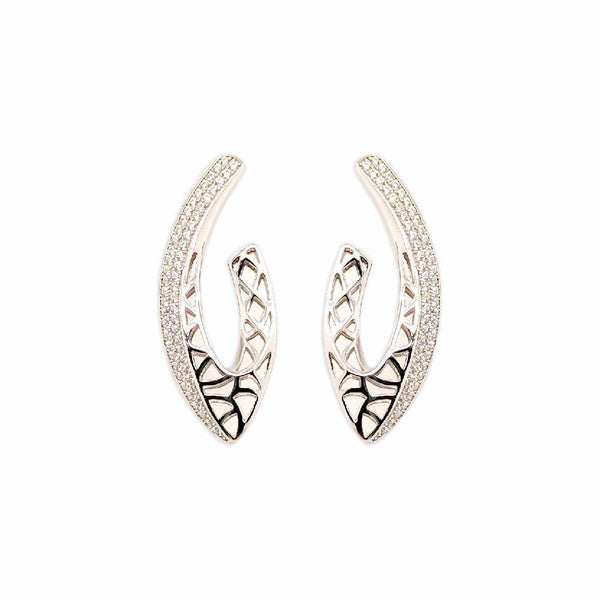Sikkawala 925 Sterling Silver White Silver Abstract Mesh Danglers For Women 3000010-1