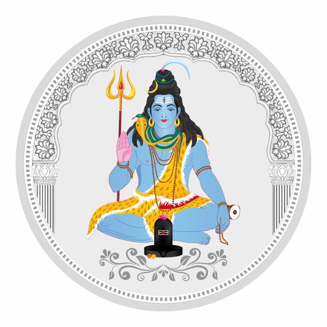 Sikkawala BIS Hallmarked Bhagwan Shiv Color 999 Silver Coin 10 gm - SKRCBSCP-10