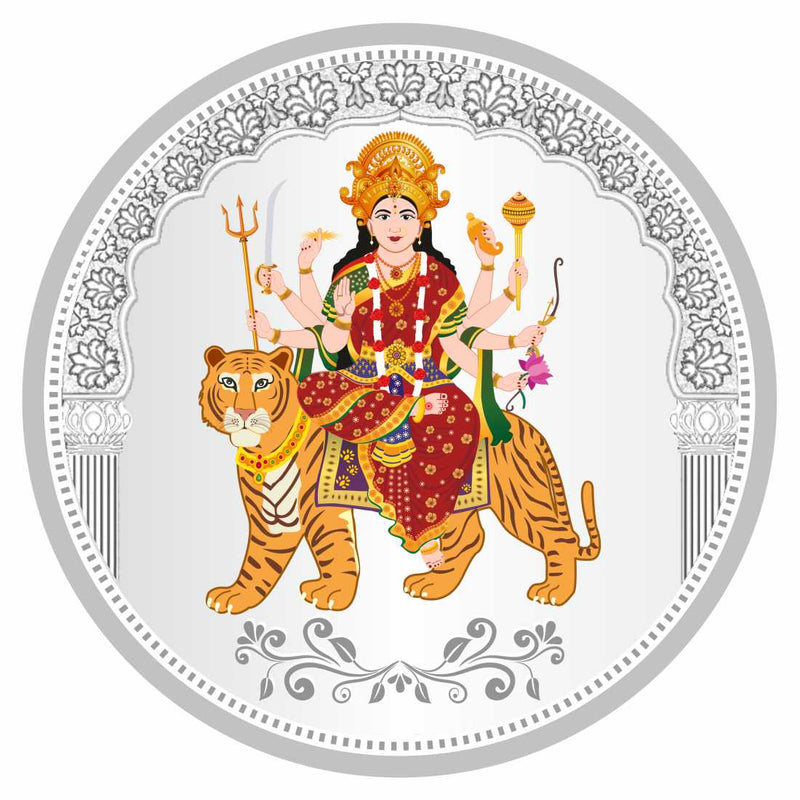 Sikkawala BIS Hallmarked Durga ji Color 999 Silver Coin 100 gm - SKRCDGCP-100