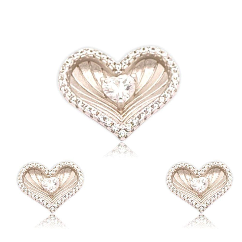Sikkawala 925 Sterling Silver White Silver Heart Design Pendant Set For Women 3000012-1
