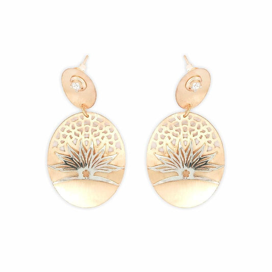 Sikkawala 925 Sterling Silver Rose Gold Plated Silver Floral Dangle Earring For Women 3000128-1