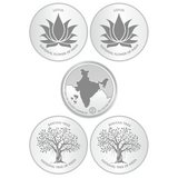 Sikkawala BIS Hallmarked 999 Silver National Symbol Set Of  5 In 125 Gm  Coin-Sk5Scf25