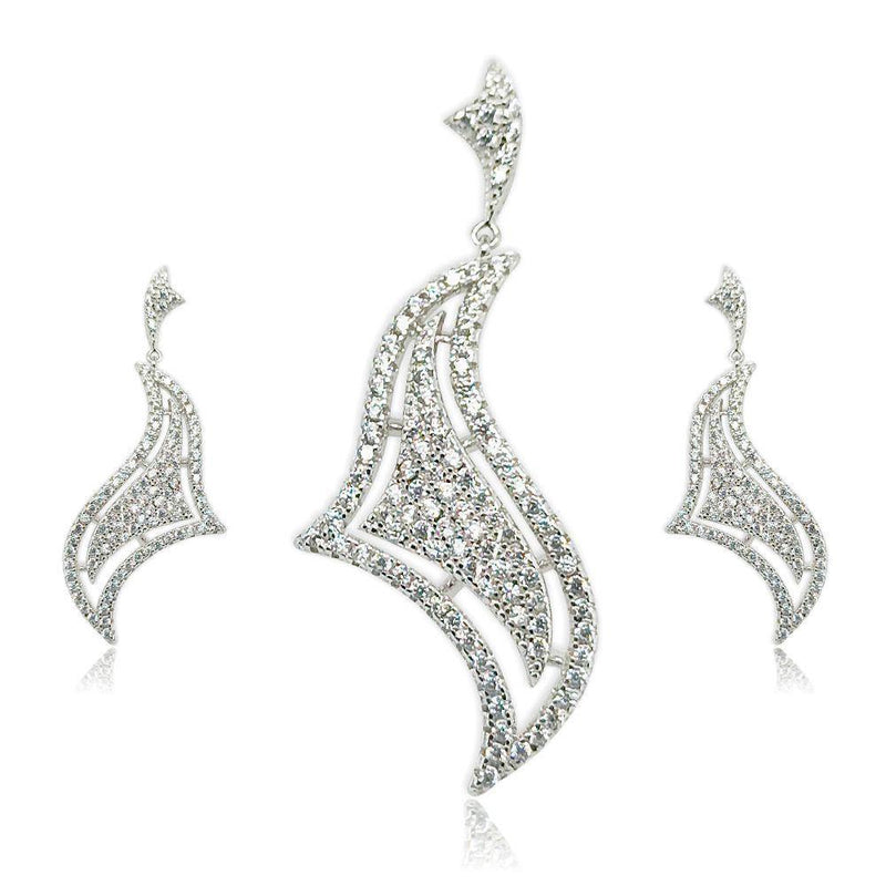 Sikkawala 925 Sterling Silver White Silver Bird Design Pendant Set For Women 3000144-1