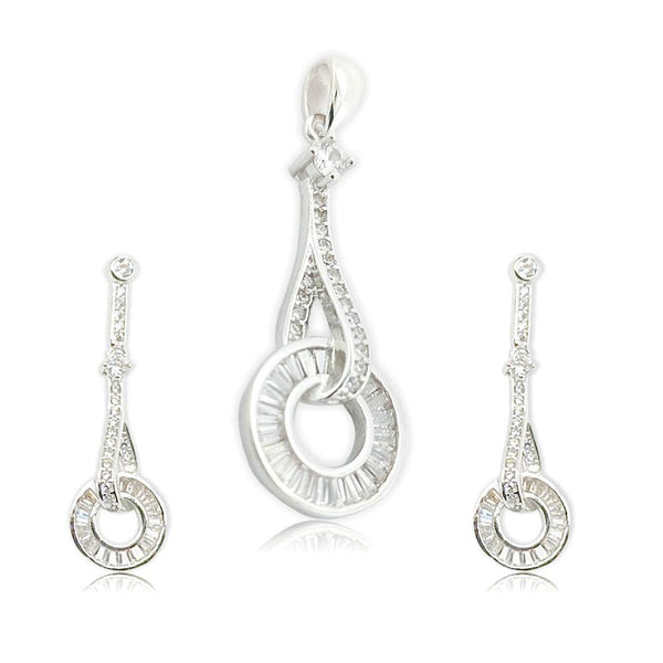 Sikkawala 925 Sterling Silver White Silver Musical Notes Design Pendant Set For Women 3000145-1