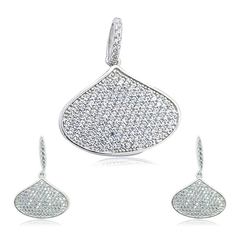 Sikkawala 925 Sterling Silver White Silver Pear Design Pendant Set For Women 3000147-1