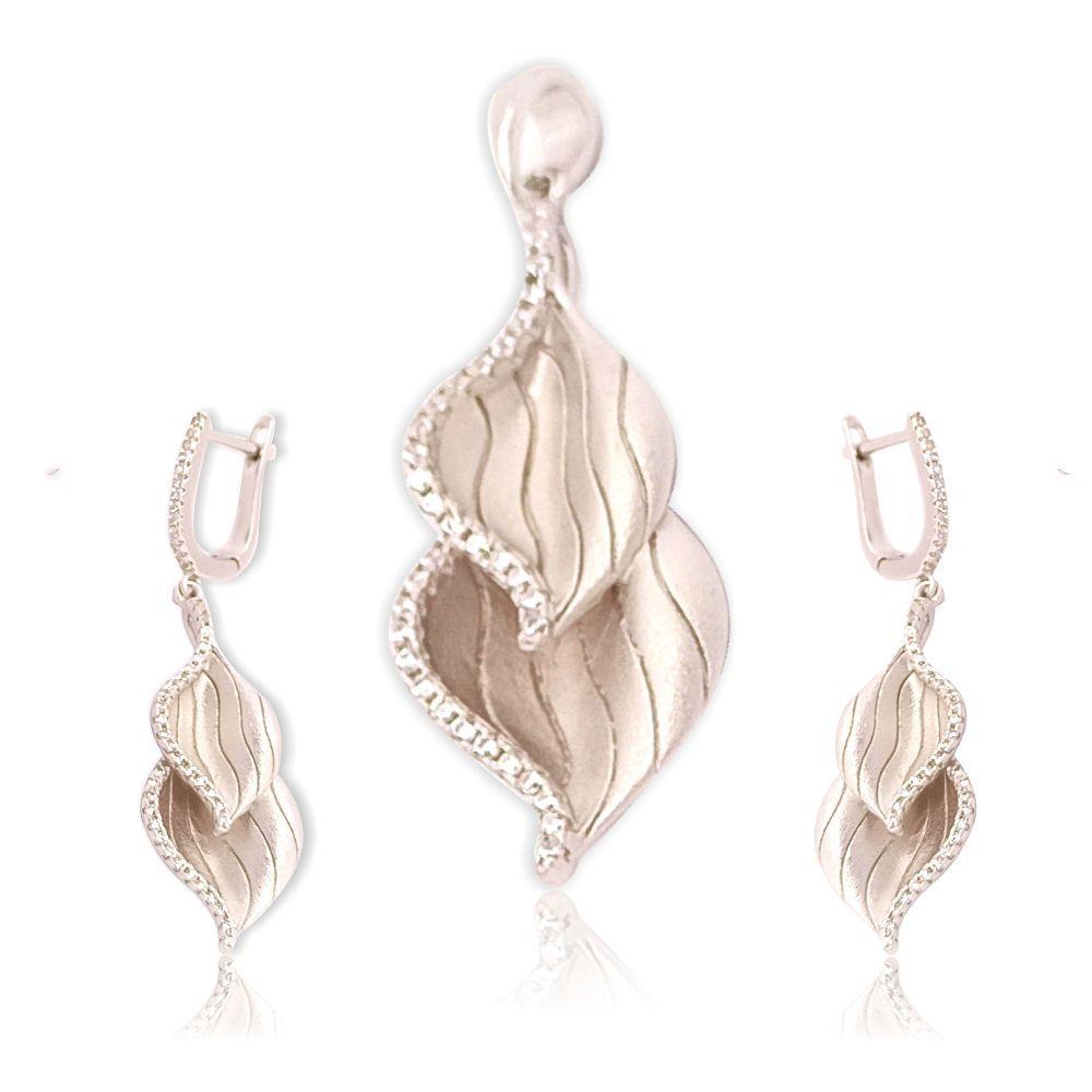 Sikkawala 925 Sterling Silver White Silver Leaf Design Pendant Set For Women 3000154-1