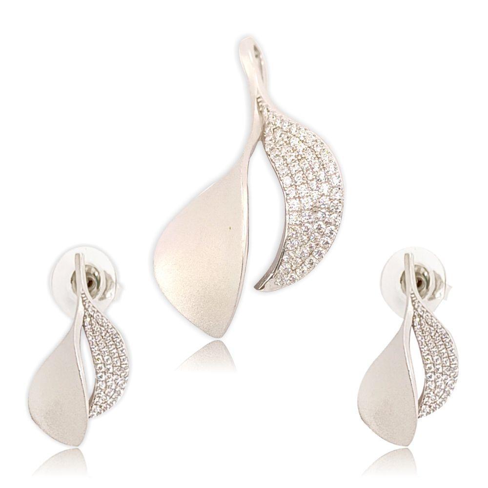 Sikkawala 925 Sterling Silver White Silver Leaf Design Pendant Set For Women 3000162-1