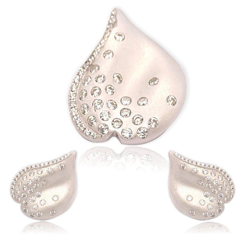 Sikkawala 925 Sterling Silver White Silver Heart Design Pendant Set For Women 3000017-1
